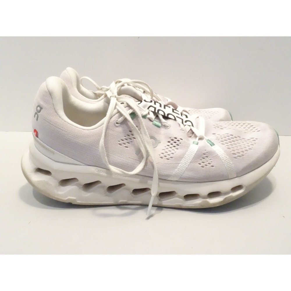 On Cloudsurfer White Mint Green Running Shoes Womens 10 Low Top Sneakers